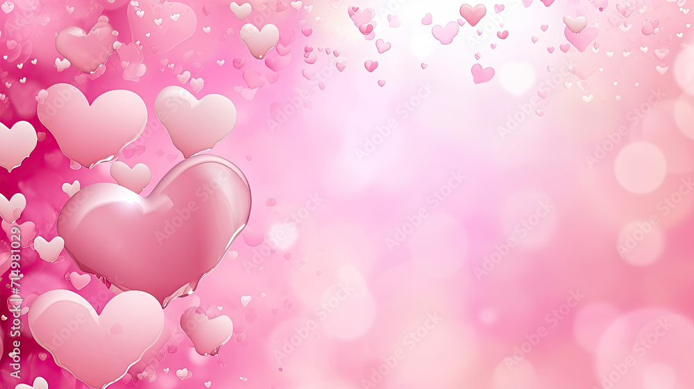 Pink background with hearts valentines day