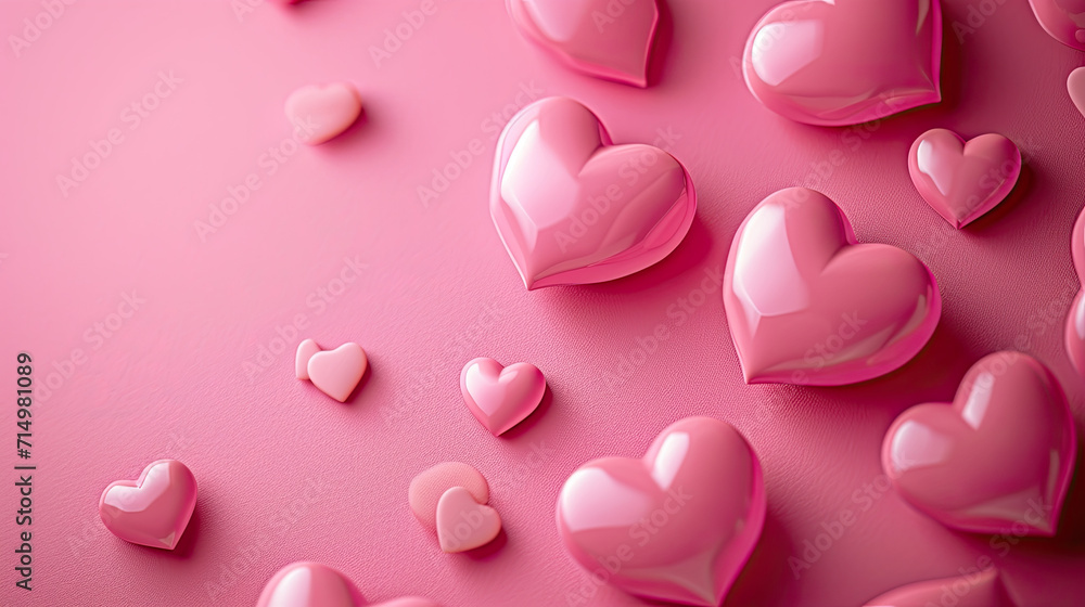 Pink background with hearts valentines day