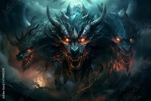 Ferocious storm dragons in Fantasy - Generative AI