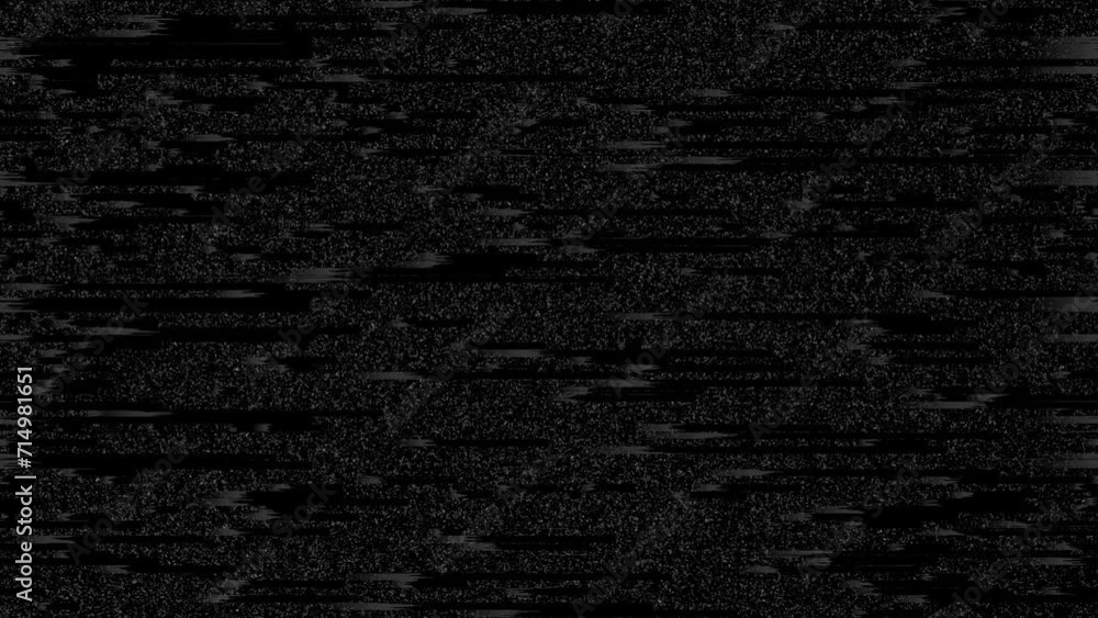 Horizontal distortion of broken video image on black background, VHS ...