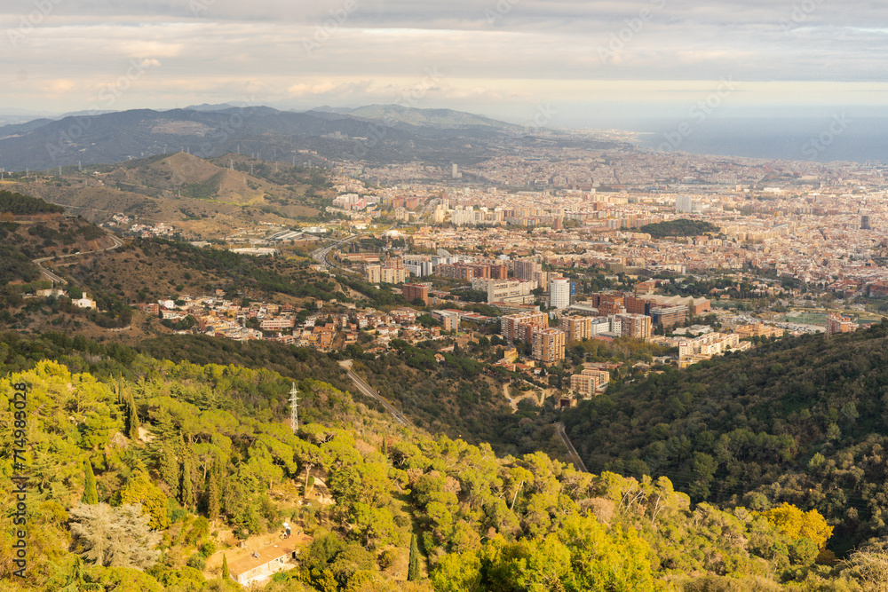 Top view of Barcelona on a sunny day