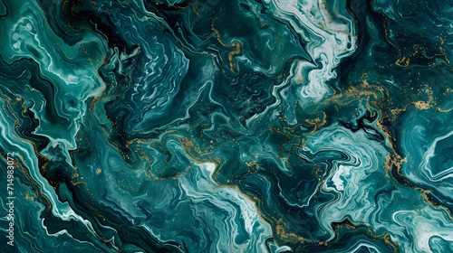 Acrylic Fluid Art Dark green waves in abstract ocean waves Marble effect background or texture