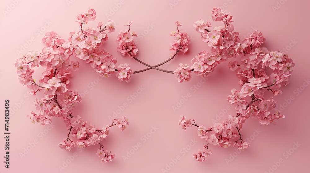 Pink Flowers on Pink Wall Generative AI