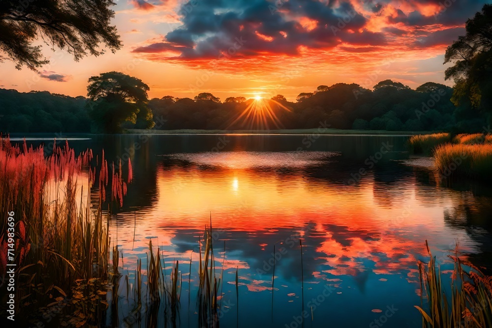 sunset on the lake