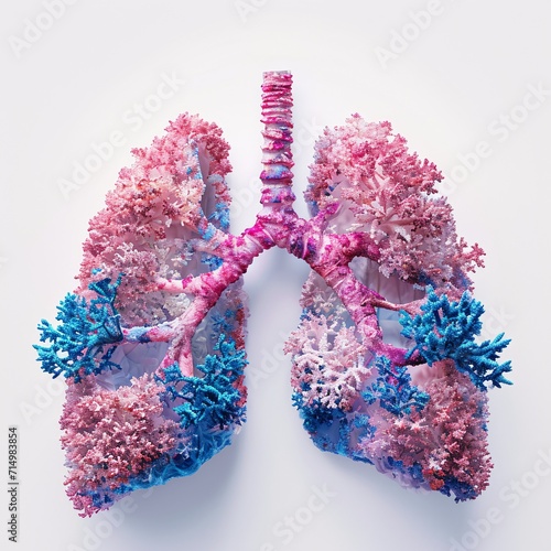 A colorful, artistic representation of a human lung Generative AI photo
