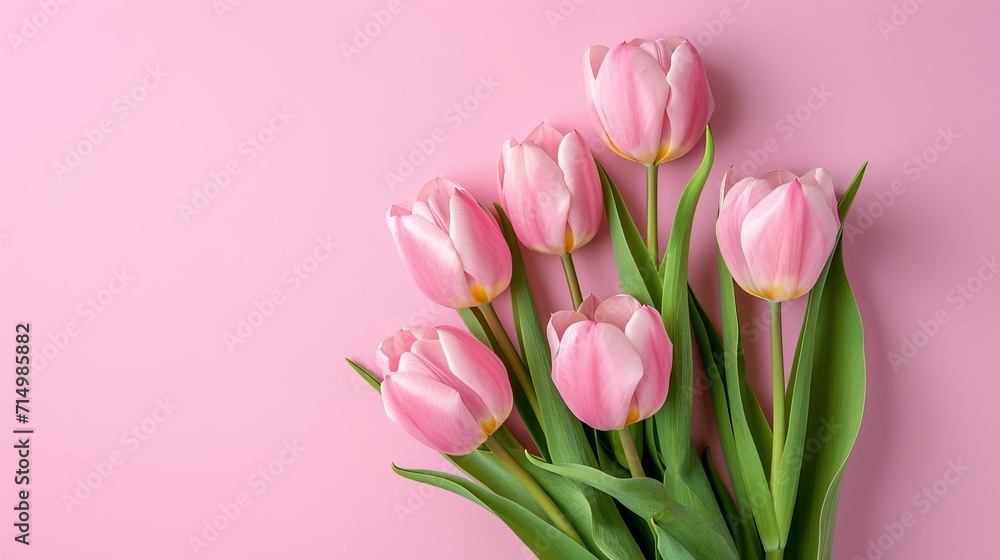 Pink tulips on pink background Pink tulips on pink background
