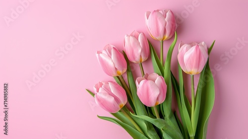 Pink tulips on pink background © Ege