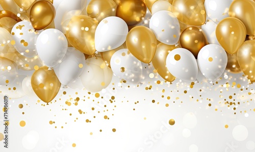 gold white transparent balloon confetti background for graduation birthday happy new year opening sale