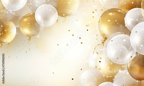 gold white transparent balloon confetti background for graduation birthday happy new year opening sale