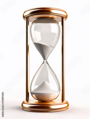 Hourglass isolated on a white background. 3d render image.