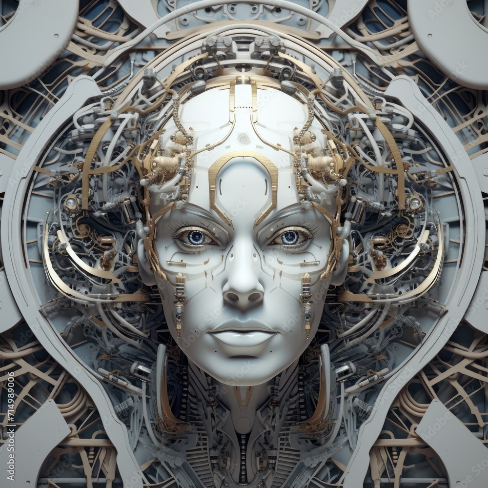 3D illustration of a robot in cyberspace, futuristic background, new technologies. 3D illustration of a robot in cyberspace, futuristic background, new technologies.