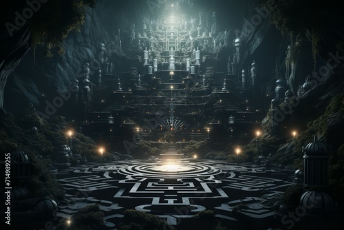 Mystic crystal labyrinths in Fantasy - Generative AI