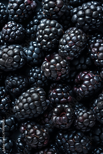 Full frame image of fresh blackberries - Generative AI