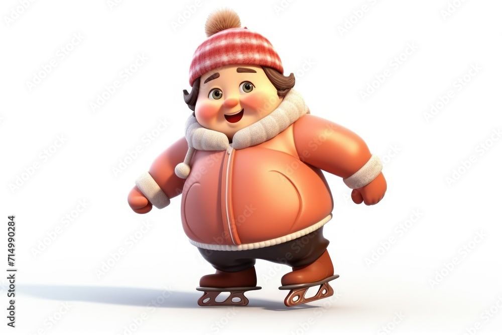 illustration, woman, skating, winter sports, grandma,