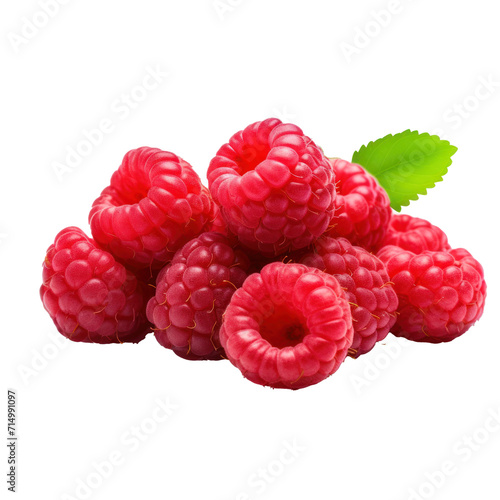 Raspberries on transparent background.