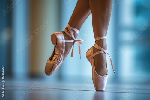 Pointed toes with pink ballet slippers photo