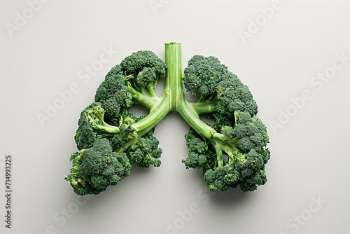 Broccoli in a lung-like structure Generative AI photo