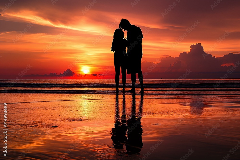 Silhouetted Embrace at Sunset