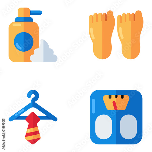 Set of Grooming Accessories Flat Icons 

