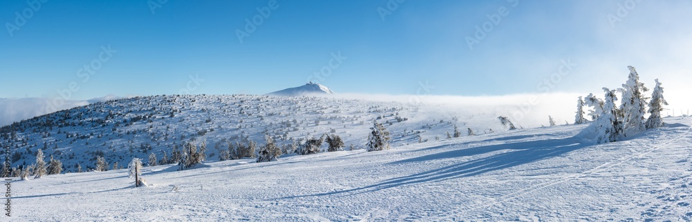 view on Giant mountains during sunny winter day