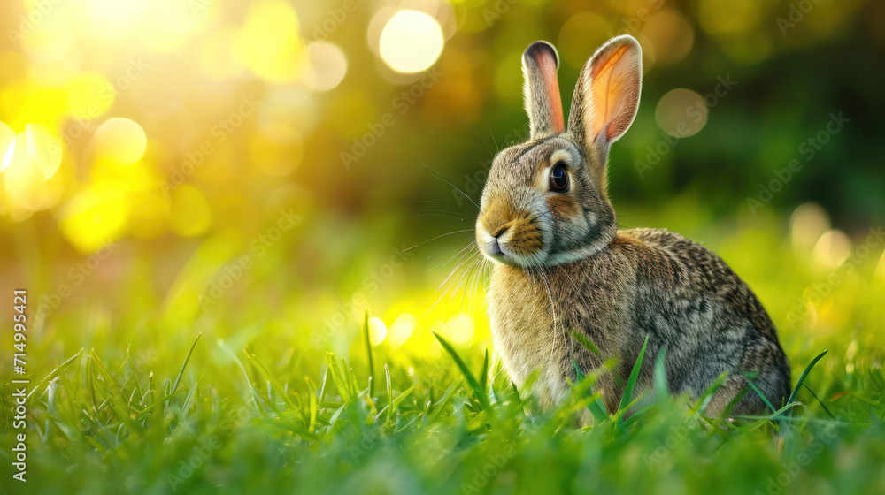Eastern bunny on a grass.