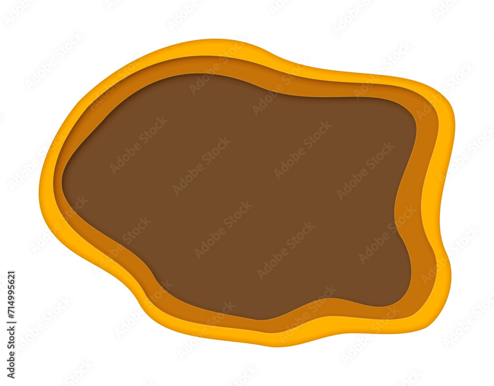Abstract Freeform Shapes 3D Layered Border with Shadow, Frame Paper Cut Style Abstract Freeform Shapes 3D Layered Border with Shadow, Frame Paper Cut Style