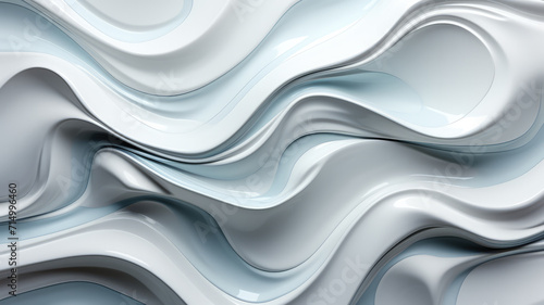 Sculptural white liquid waves abstract. Three-dimensional effect. Composition for landing, template or presentation. Inspiration of 3d movement art. Contemporary trendy cover, header, design, poster