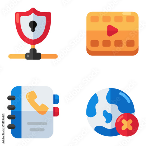 Set of Media Flat Icons

