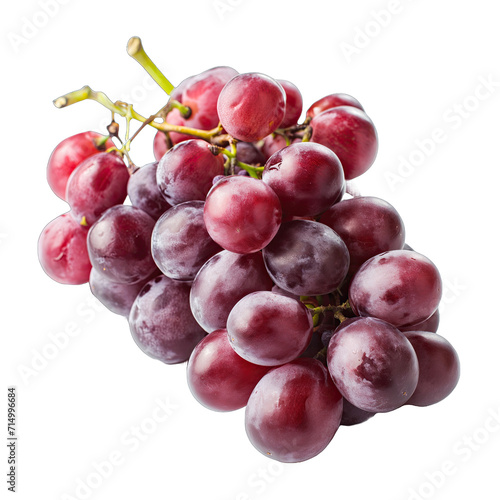 Ripe red grapes bunch isolated on white background