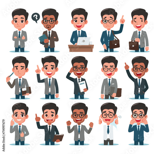 office worker character team staff management business cartoon people