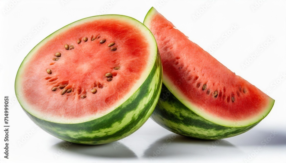 two sliced fresh watermelon isolated on white background