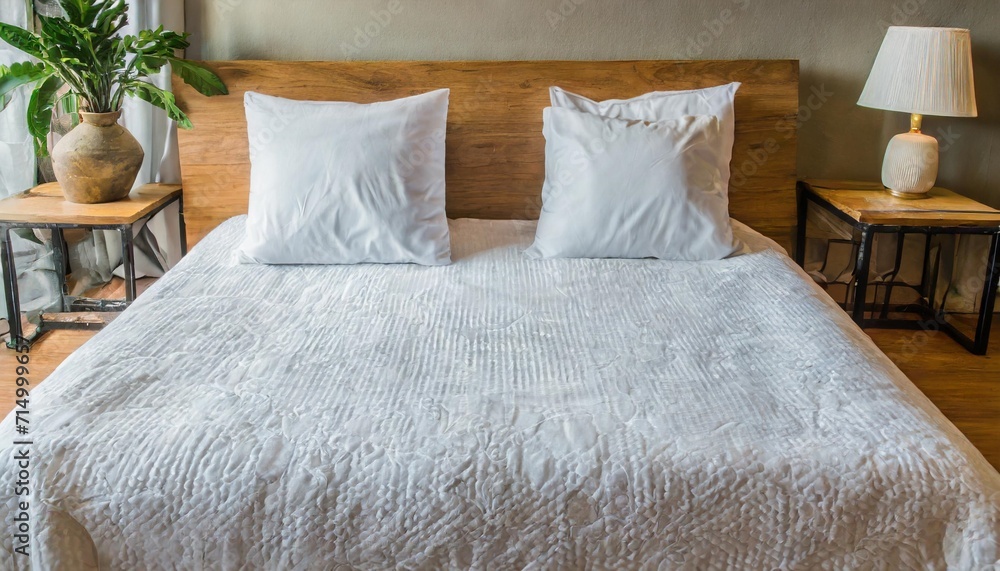 white clean pillows and blanket