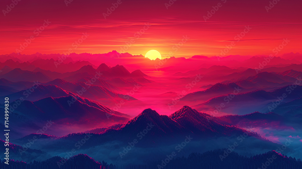 The game of light and shadow in gradient sunset creates the illusion of a mysterious transition be