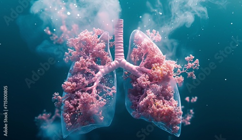 Pink Foggy Lungs Generative AI photo