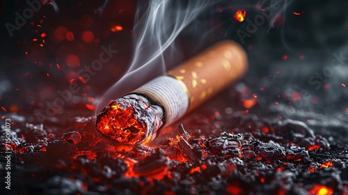 A cigarette burning in a fire pit Generative AI