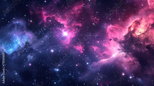 Pink Nebula with Purple and Pink Stars Generative AI