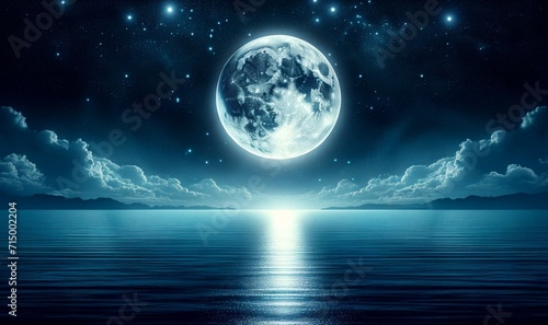 full moon over the sea background