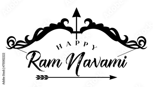 Happy Ram Navami lettering indian hindu festival vector illustration. photo