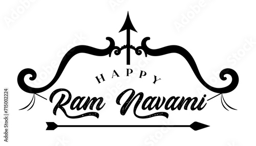 Happy Ram Navami lettering indian hindu festival vector illustration.