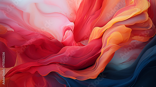 Wavy abstract beautiful background in red, blue and orange color scheme.