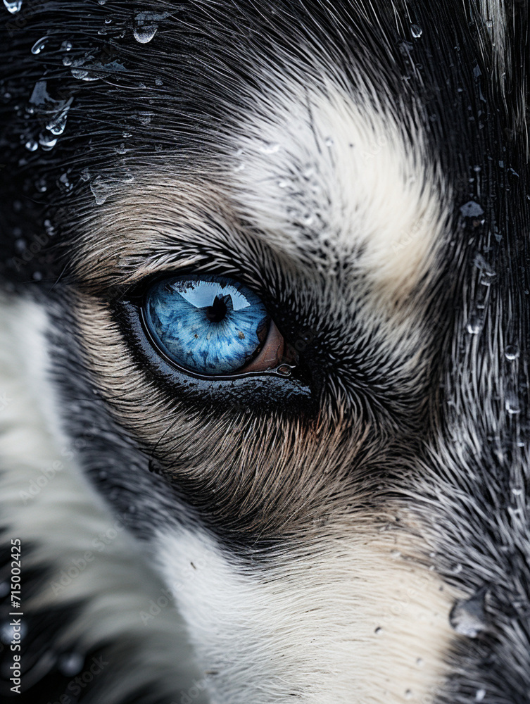 husky dog closeup of an eye, hyper realistic, cinematic colors created with Generative Ai