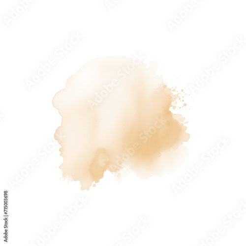 Peach watercolor splash on white background. Vector beige watercolour texture. Ink paint brush stain. Watercolor pastel splash. Peach water color splatter on light background