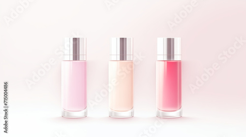 Three skin serums in pink bottles are a reminder of the importance of self-care and pampering. water color, cartoon, hand drawing, animation 3D, vibrant, minimalist style. ai generated. © Tanakirt