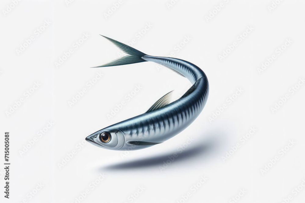 Naklejka premium Anchovy fish isolated on solid white background. ai generative