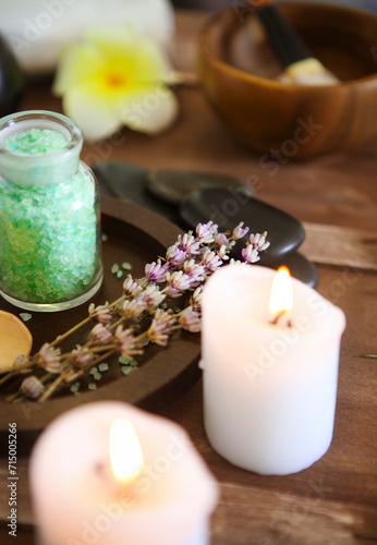 Elements of spa massage in spa salon