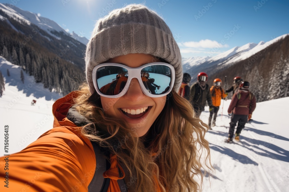 woman with glasses in the snow