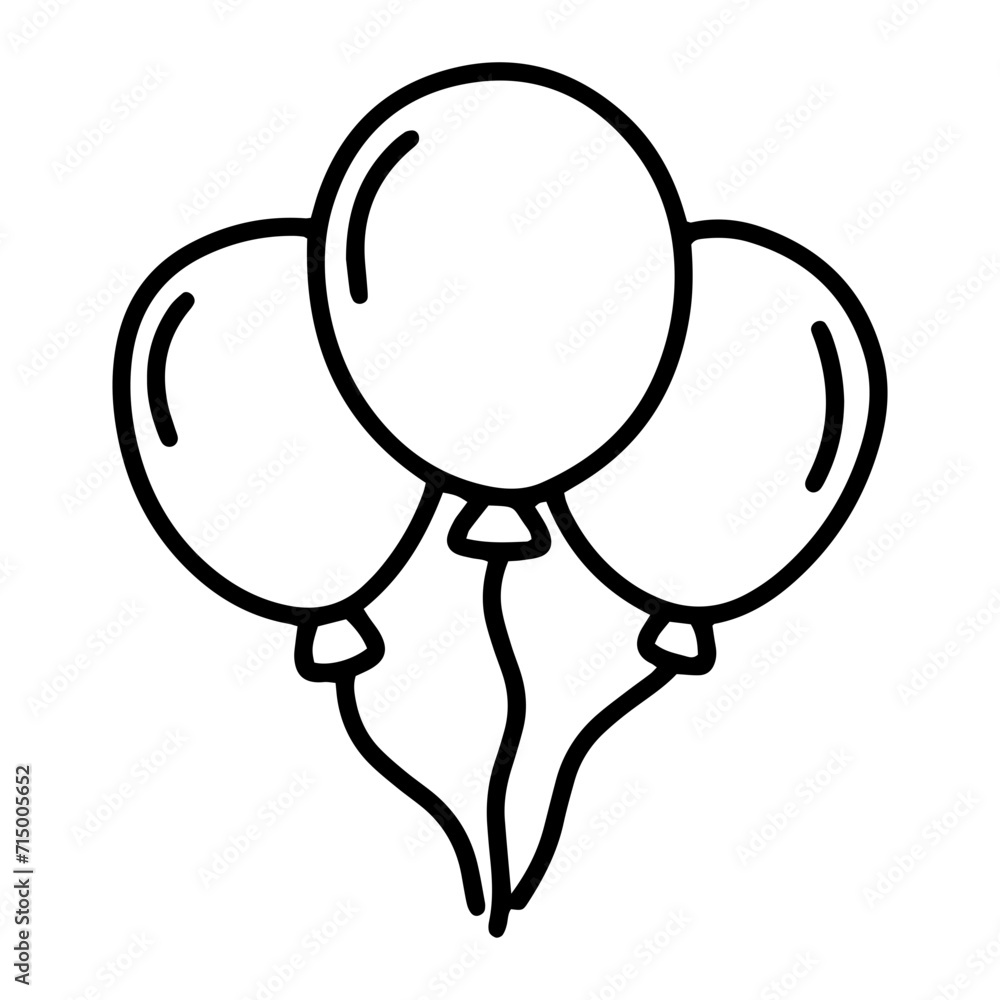 balloons doodle hand drawn line icon. balloons doodle hand drawn line icon.