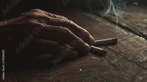 An elderly person smoking a cigarette Generative AI