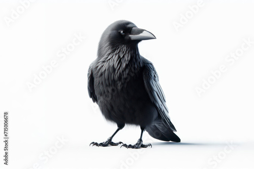 full body Crow bird isolated on solid white background. ai generative