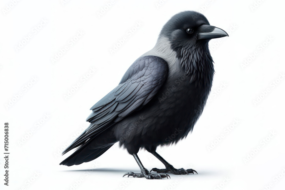 full body Crow bird isolated on solid white background. ai generative full body Crow bird isolated on solid white background. ai generative